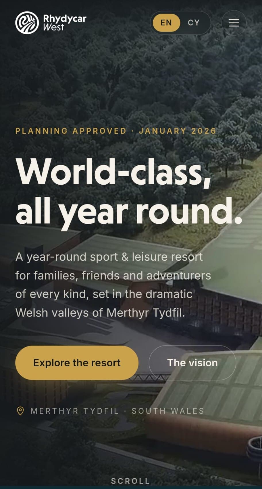 The same page on a phone, with the English and Welsh language toggle in the header